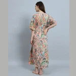 Peach Color Kaftan Women Nightwear Gown Dress - Image 6