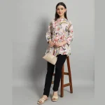 Pink Floral Print Cotton Tops Dress