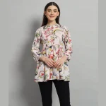 Pink Floral Print Cotton Tops Dress - Image 2