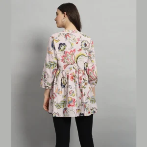Pink Floral Print Cotton Tops Dress - Image 7