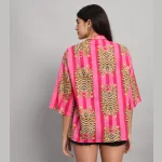 Pink & Red Striped Print Cotton Oversized Shirts - Image 10