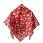 Red Floral Print Women Neck Wraps Cotton Scarf