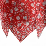 Red Floral Print Women Neck Wraps Cotton Scarf - Image 5