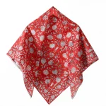 Red Floral Print Women Neck Wraps Cotton Scarf - Image 2