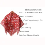 Red Floral Print Women Neck Wraps Cotton Scarf - Image 7