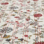 Red Floral Printed Twin Reversible Quilt Cotton Bedspread - Image 3