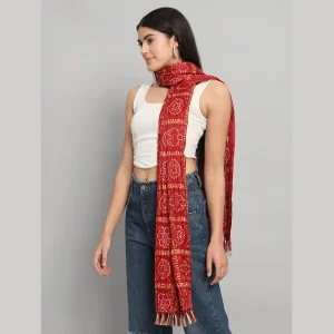 Red Jaipuri Bandhej Printed Chinon Dupatta - Image 3