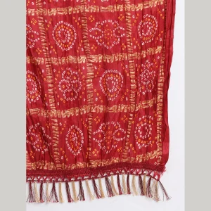 Red Jaipuri Bandhej Printed Chinon Dupatta - Image 6