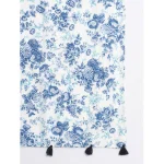 Sanganer Hand Block Print Cotton Scarf Blue Floral - Image 5