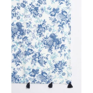 Sanganer Hand Block Print Cotton Scarf Blue Floral - Image 5