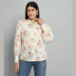Stylish Long Puff Sleeve Shirts For Women's Floral Printed