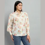 Stylish Long Puff Sleeve Shirts For Women's Floral Printed - Image 3