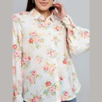 Stylish Long Puff Sleeve Shirts For Women's Floral Printed - Image 4