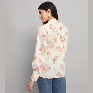 Stylish Long Puff Sleeve Shirts For Women's Floral Printed - Image 6