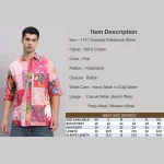 Summer Short Sleeve Oversized Shirt Pink Patchwork - Image 8