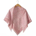 Traditional Hand Block Print Scarf White & Red Zigzag Scarves