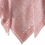Traditional Hand Block Print Scarf White & Red Zigzag Scarves - Image 4