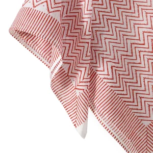 Traditional Hand Block Print Scarf White & Red Zigzag Scarves - Image 5