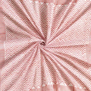 Traditional Hand Block Print Scarf White & Red Zigzag Scarves - Image 6
