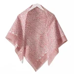 Traditional Hand Block Print Scarf White & Red Zigzag Scarves - Image 2
