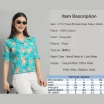 Turquoise Casual Crop Tops Women Cotton Shirts - Image 8