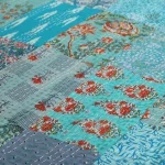 Turquoise Patchwork Kantha Quilt Twin Size Bedspread - Image 4