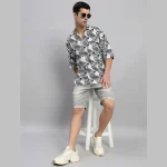 White And Black Zebra Print Loose Shirts For Men's