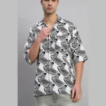 White And Black Zebra Print Loose Shirts For Men's - Image 9