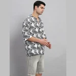 White And Black Zebra Print Loose Shirts For Men's - Image 3