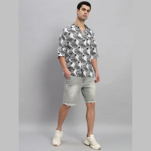 White And Black Zebra Print Loose Shirts For Men's - Image 5