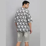 White And Black Zebra Print Loose Shirts For Men's - Image 8