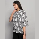 White and Black Zebra Printed Cotton Oversized Shirt - Image 5
