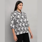 White and Black Zebra Printed Cotton Oversized Shirt - Image 4