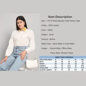 White Bishop Sleeve Button Up Cotton Shirts - Image 9