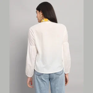 White Bishop Sleeve Button Up Cotton Shirts - Image 8