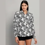 White & Black Zebra Printed Button Down Shirts - Image 2