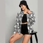 White & Black Zebra Printed Button Down Shirts