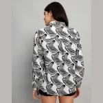 White & Black Zebra Printed Button Down Shirts - Image 7