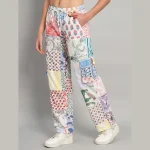 White Patchwork Cotton Baggy Trousers - Image 4
