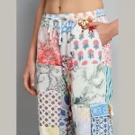 White Patchwork Cotton Baggy Trousers - Image 6