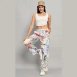 White Patchwork Cotton Baggy Trousers