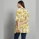 Women 3/4 Bell Sleeve Tops Beige Floral Printed Shirts - Image 7