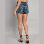 Women Beach Wear Cotton Short Blue Leaf Print - Image 7