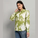 Women Beach Wear Green Ikat Printed Shirts - Image 2