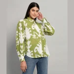 Women Beach Wear Green Ikat Printed Shirts - Image 4