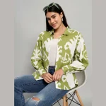 Women Beach Wear Green Ikat Printed Shirts