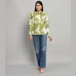 Women Beach Wear Green Ikat Printed Shirts - Image 8