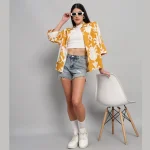 Women Beach Wear Mustard Color Loose Shirt - Image 4