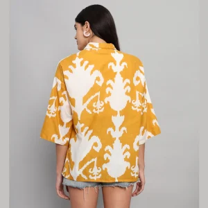 Women Beach Wear Mustard Color Loose Shirt - Image 10