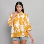 Women Beach Wear Mustard Color Loose Shirt - Image 2